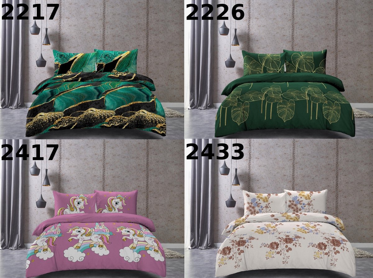 3D Beddengoed Set 140x200 Gouden Veren - Diverse cartridges