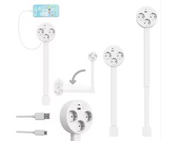 Draaibare Stopcontactverdeler met USB & USB-C – 3-weg stekkerdoos met schakelaar – Slim design – Wit