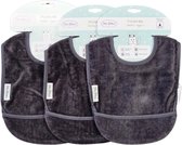 Bavoir à poche serviette Silly Billyz, grande taille, anthracite, lot de 3