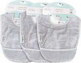 Bavoir à poche pour serviette Silly Billyz, grande taille, gris argenté, 3 pièces
