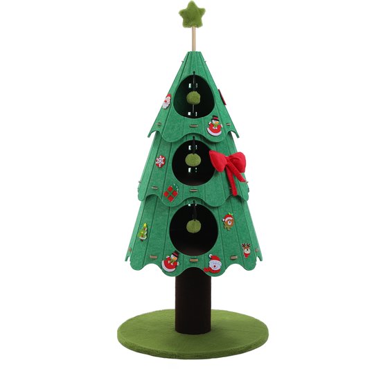 Kattenu Arbre à Griffoir Arbre de Noël pour Chats - Arbre à Noël Vert - Arbre à Chat Unique pour Chats - Noël - Arbre à Chat Design