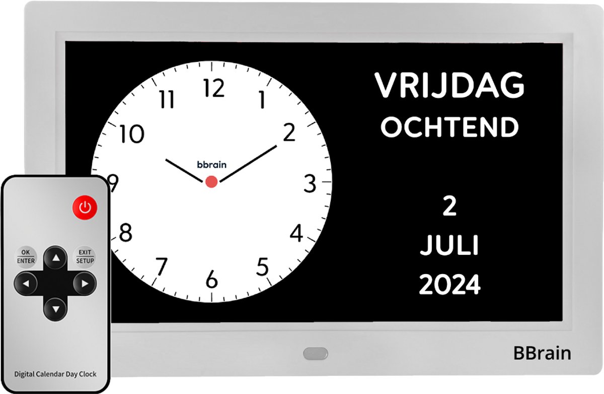 BBrain Basic Wi-Fi - Analoge Dementieklok 10 inch || 21 verschillende herinneringen || Medicatieherinnering || Alarmfunctie || Wit