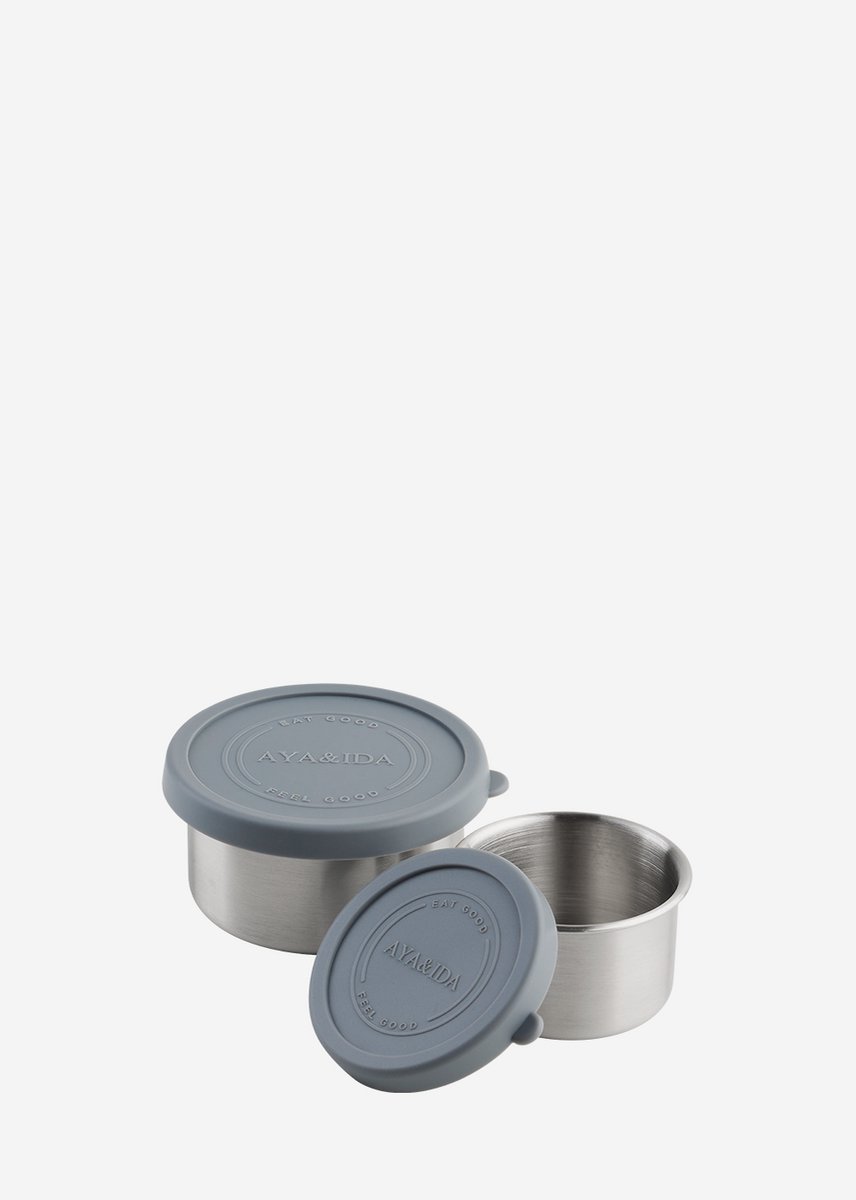 AYA&IDA - SET Snack Containers - lunchbox - pillendoosje - set voedselcontainer - granola container - 100ml + 200ml - Dark Grey
