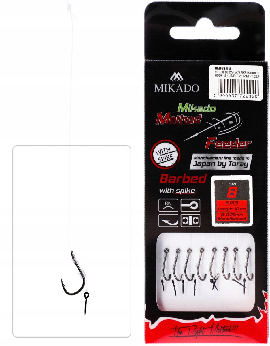 Mikado HMFB12I-8 Haken 10 stuks - Maat 8, met weerhaak