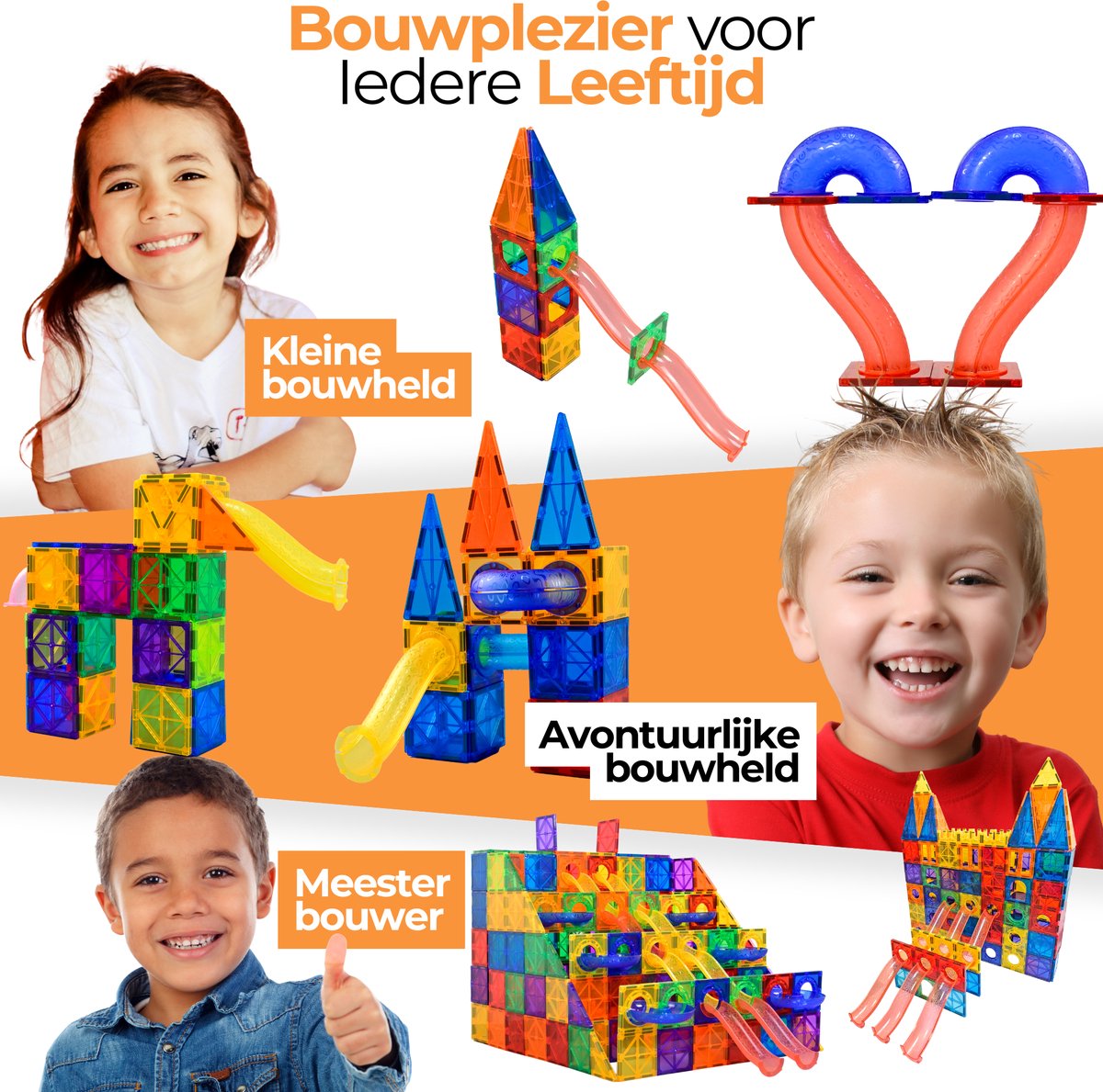 Magna Minds - Magnetic Tiles - Knikkerbaan - 102 stuks - Magnetisch Speelgoed - Constructie speelgoed - Magnetische tegels - Montessori speelgoed - Magnetic toys - Magnetische bouwstenen - Speelgoed Kinderen — afbeelding 7