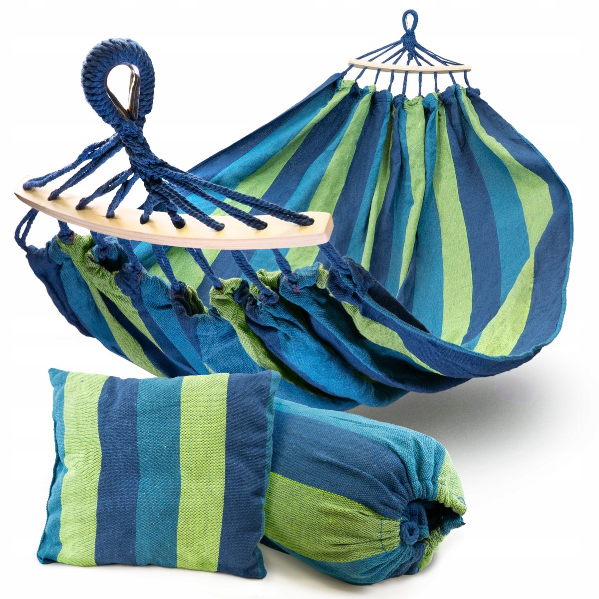 Markless Double XXL Braziliaanse hangmat met spreidstokken en draagtas