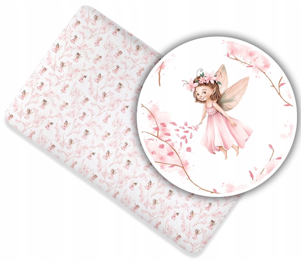 Hoeslaken Katoen Kinderbedje 140x70cm - Roze Feeën