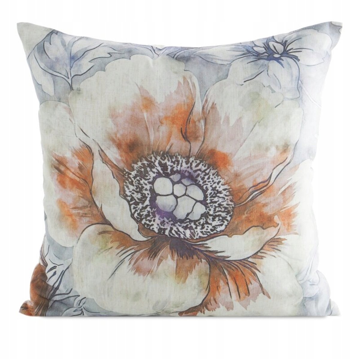 Decoratieve Kussenhoes Linnenlook Bloemen 45x45cm Crème