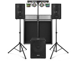 Vonyx complete DJ setup - DJ set met Actieve speaker set met sub, Partybar en DJ Booth - 800W