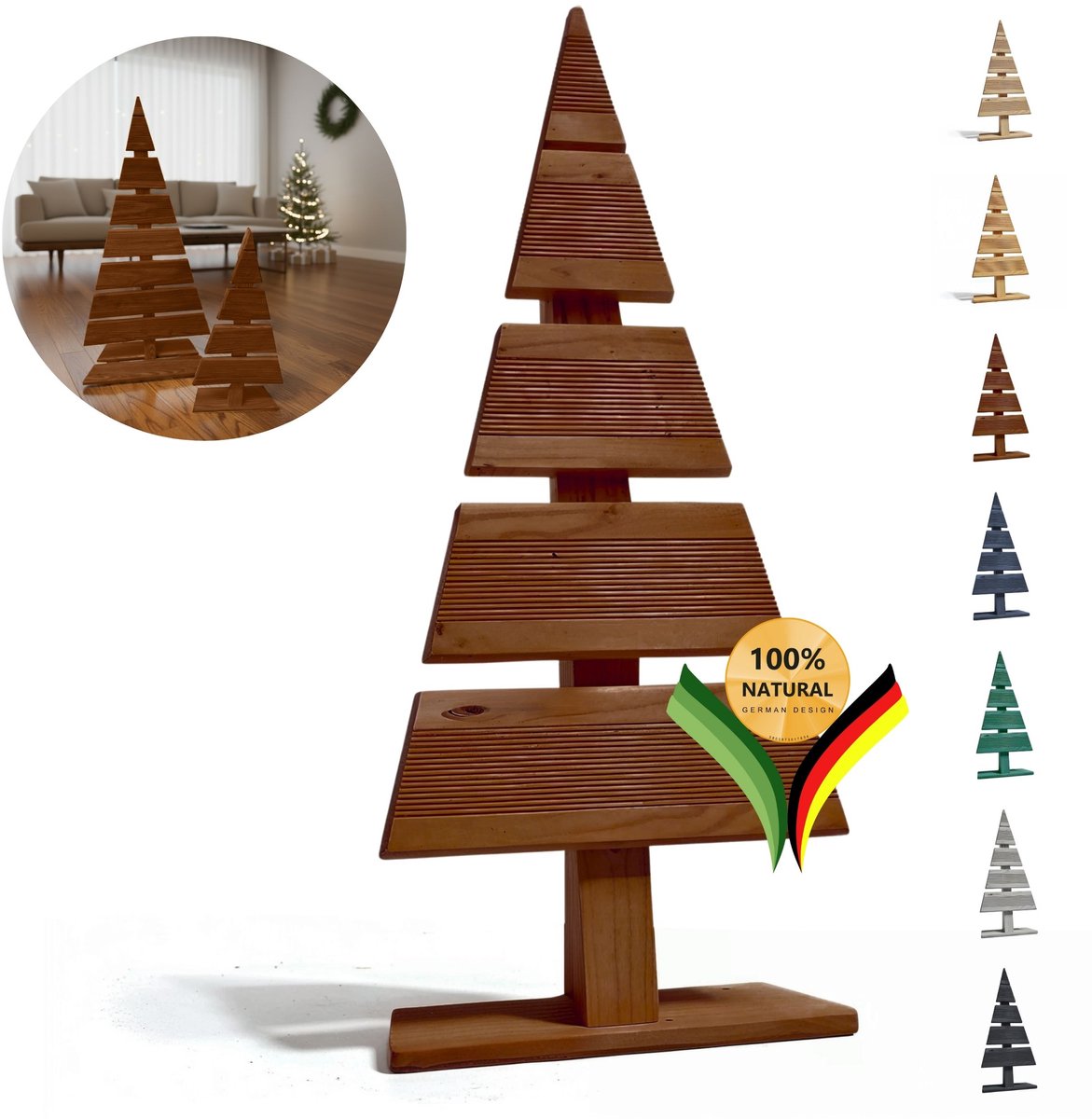 be4nature Kerstboom Hout Hoogte 60 cm Voetbreedte 27 cm Alternatief Kerstboom Decoratie Houten Kerstbomen Kleine DIY Houten Kerstboom Kerstmis Boom Donkerbruin