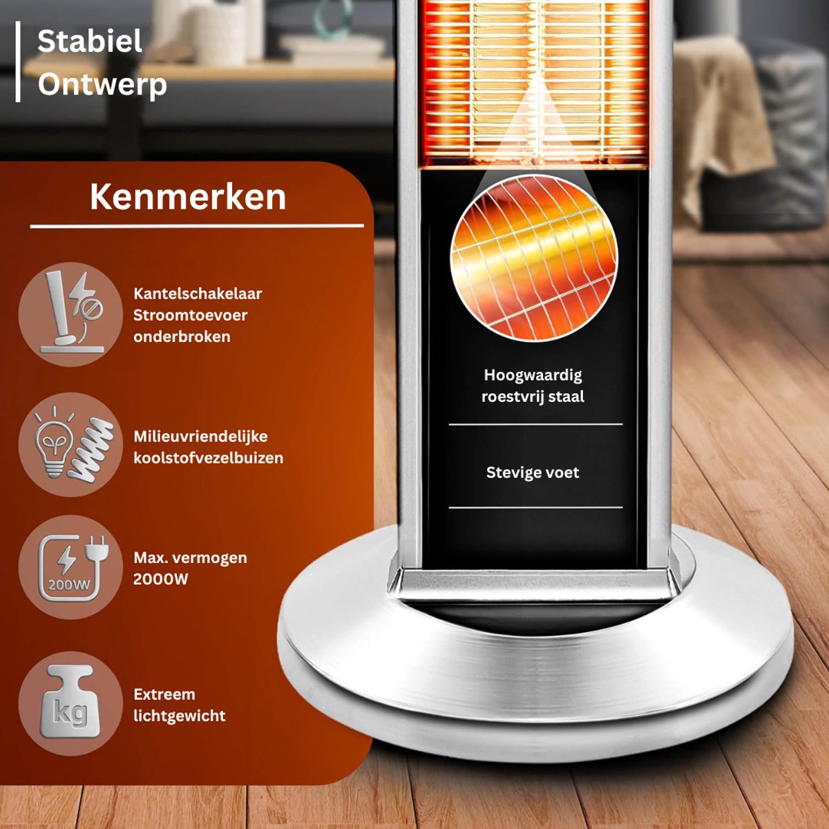 DailySupplies® Elektrische Kachel - Heater - Terrasverwarmers – foto 7