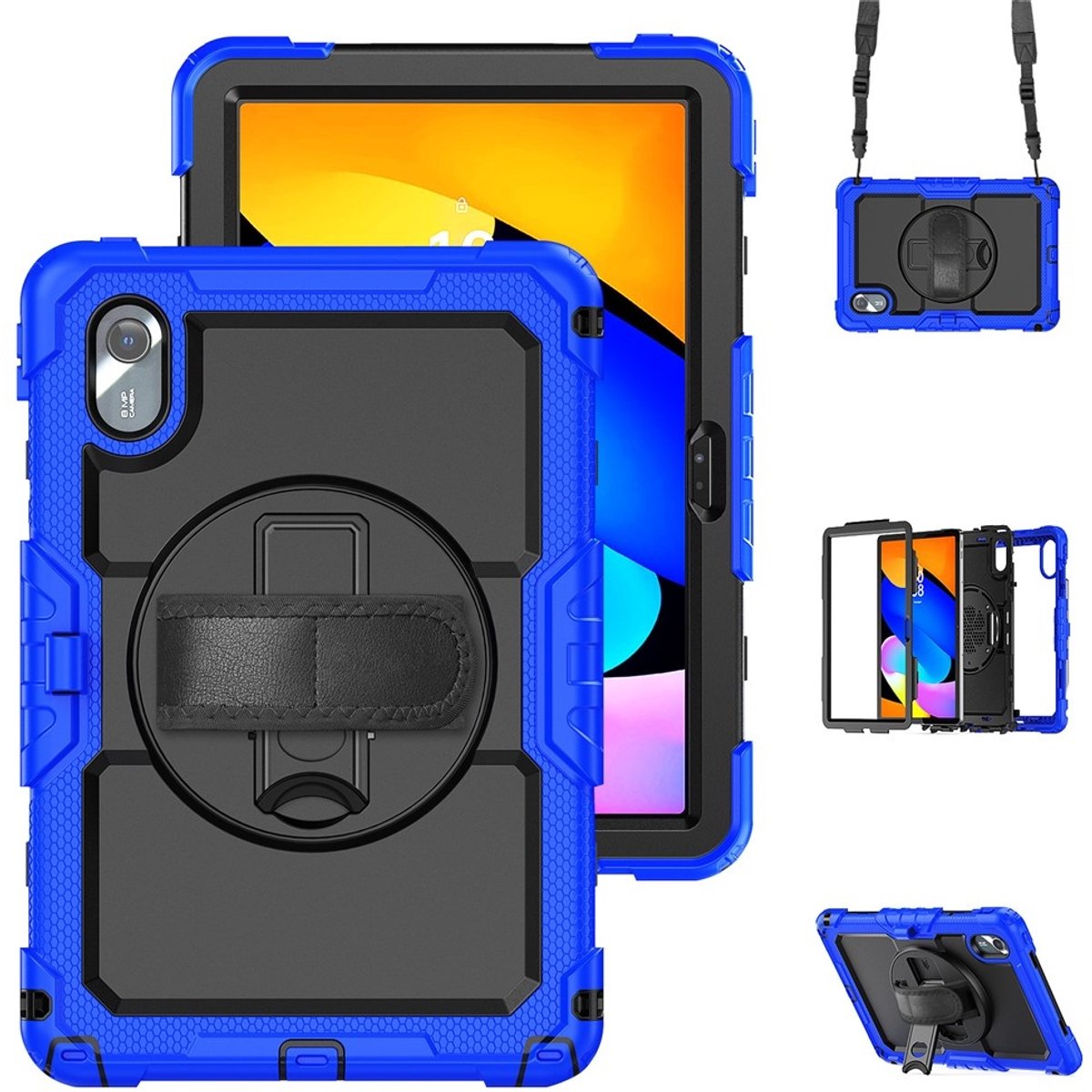 Coverup Tablethoes geschikt voor Lenovo Idea Tab 11 Hoesje - Heavy Duty Case met Schouderstrap - Blauw