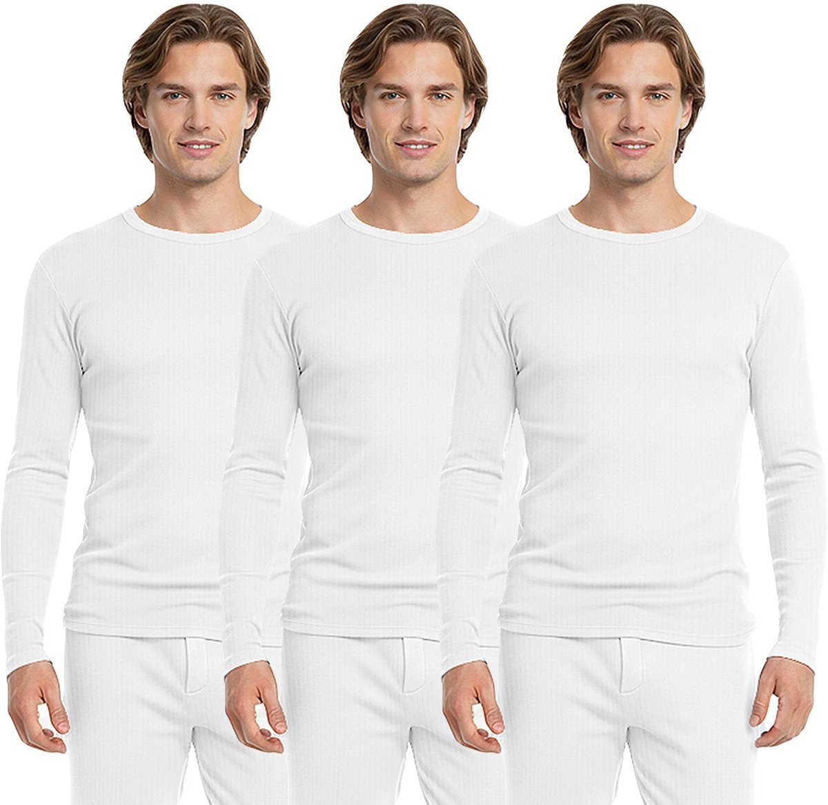 Heren thermoshirt 3- pack Heat Booster kleur wit maat XL