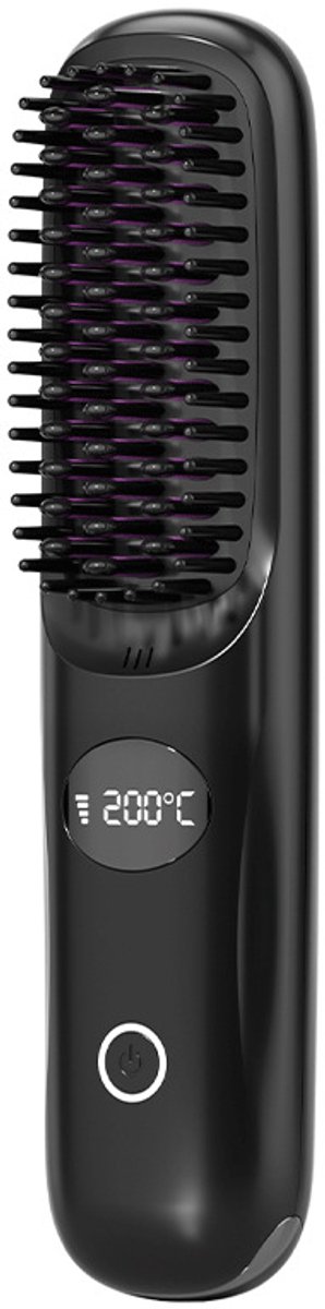 Draadloze stijlborstel - Draagbare reisstijlborstel, Mini-stijlborstel voor dames, Keramische coating, Lichtgewicht en gemakkelijk te retoucheren, Anti-verbranding (zwart)