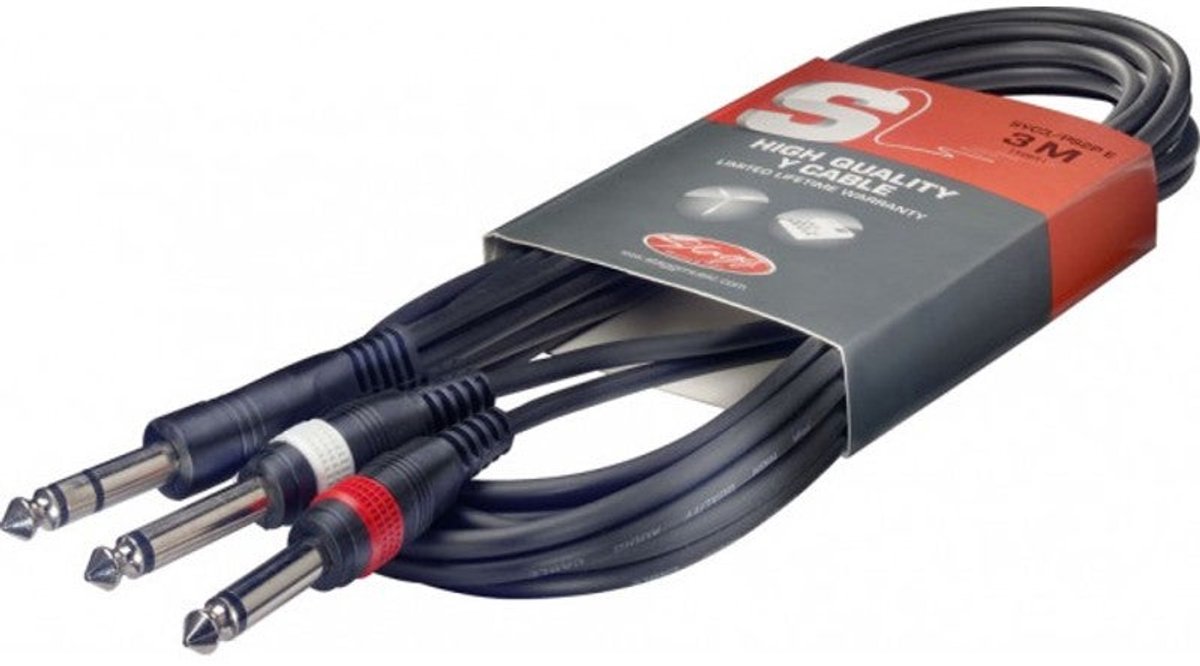 Stagg SYC1/PS2P E 6.3 mm TRS jack - 2x TS jack kabel 1 meter