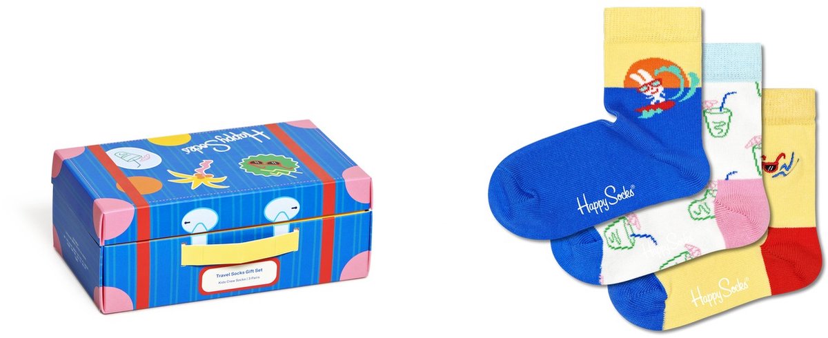 Happy Socks XKTRA08-2000 3-Pack Travel Socks Gift Set 0-12M
