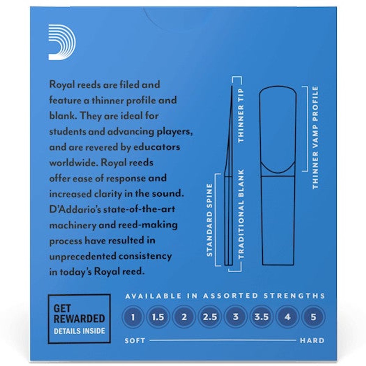 D'Addario Woodwinds Bb-Klarinette 1,5 Böhmsysteem doos met 10 rieten - Riet voor Bb klarinet (Frans)