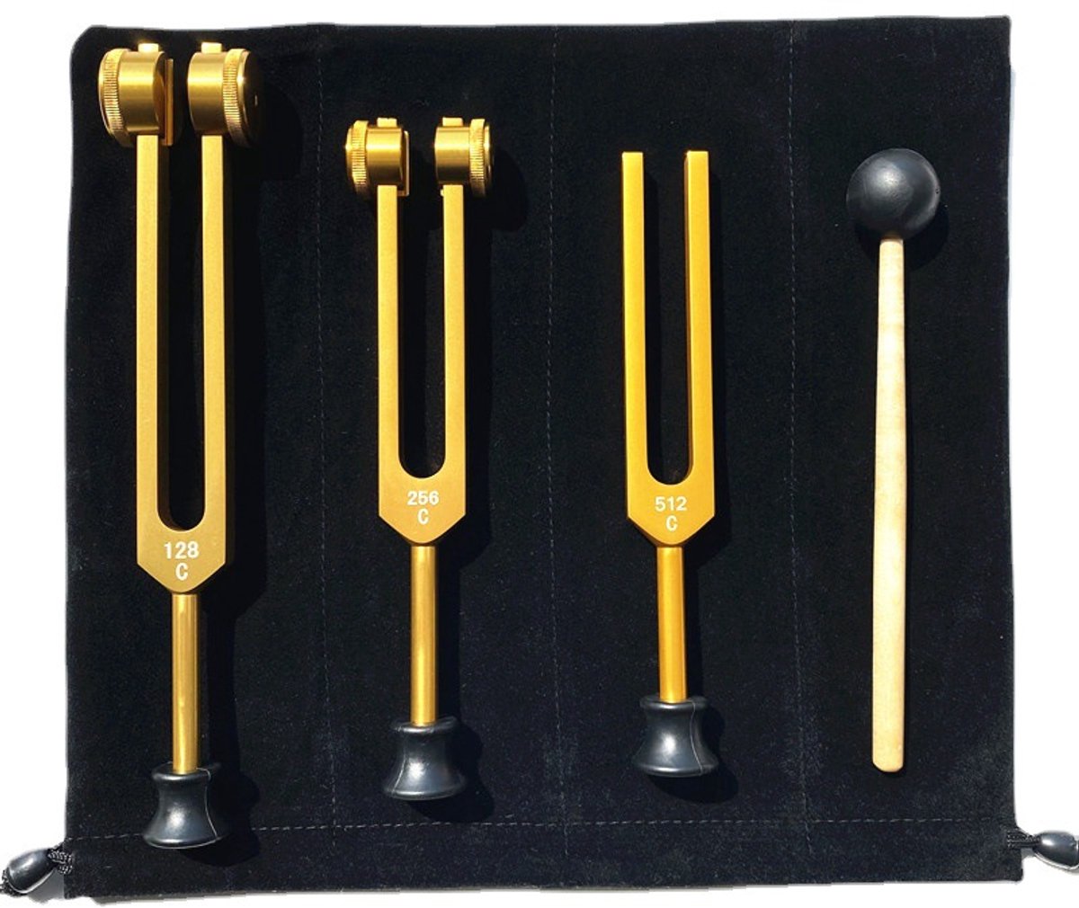 Stemvorkset - Stemvorken zijn ideaal voor genezing, chakra's, klanktherapie en het behouden van een perfecte harmonie van lichaam, geest en ziel - Geschikt voor meditatie en genezing - Zilver 128 + 256 + 512 + Stemhamers