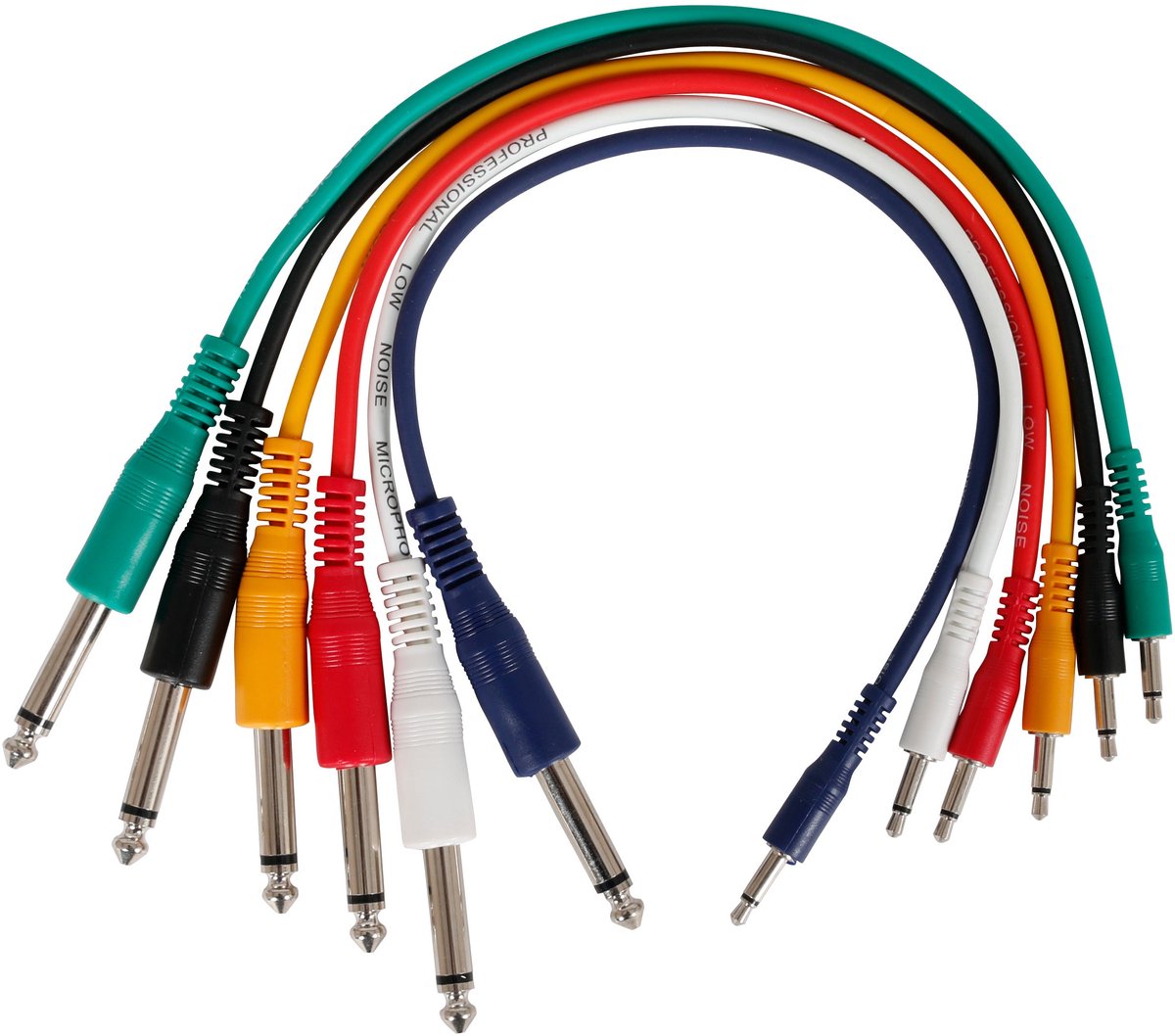 Devine PATCH6335-RB-80cm 6.35mm naar 3.5mm mono 6-pack 80cm