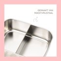 Roestvrijstalen broodtrommel met twee vakken.