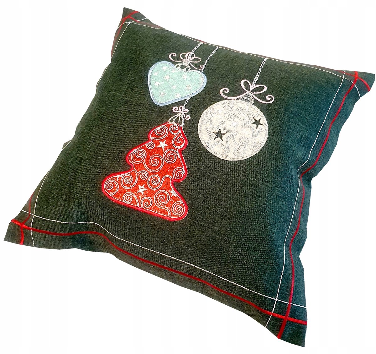 Kerst Kussenhoes 40x40cm - Decoratief met Geborduurde Details
