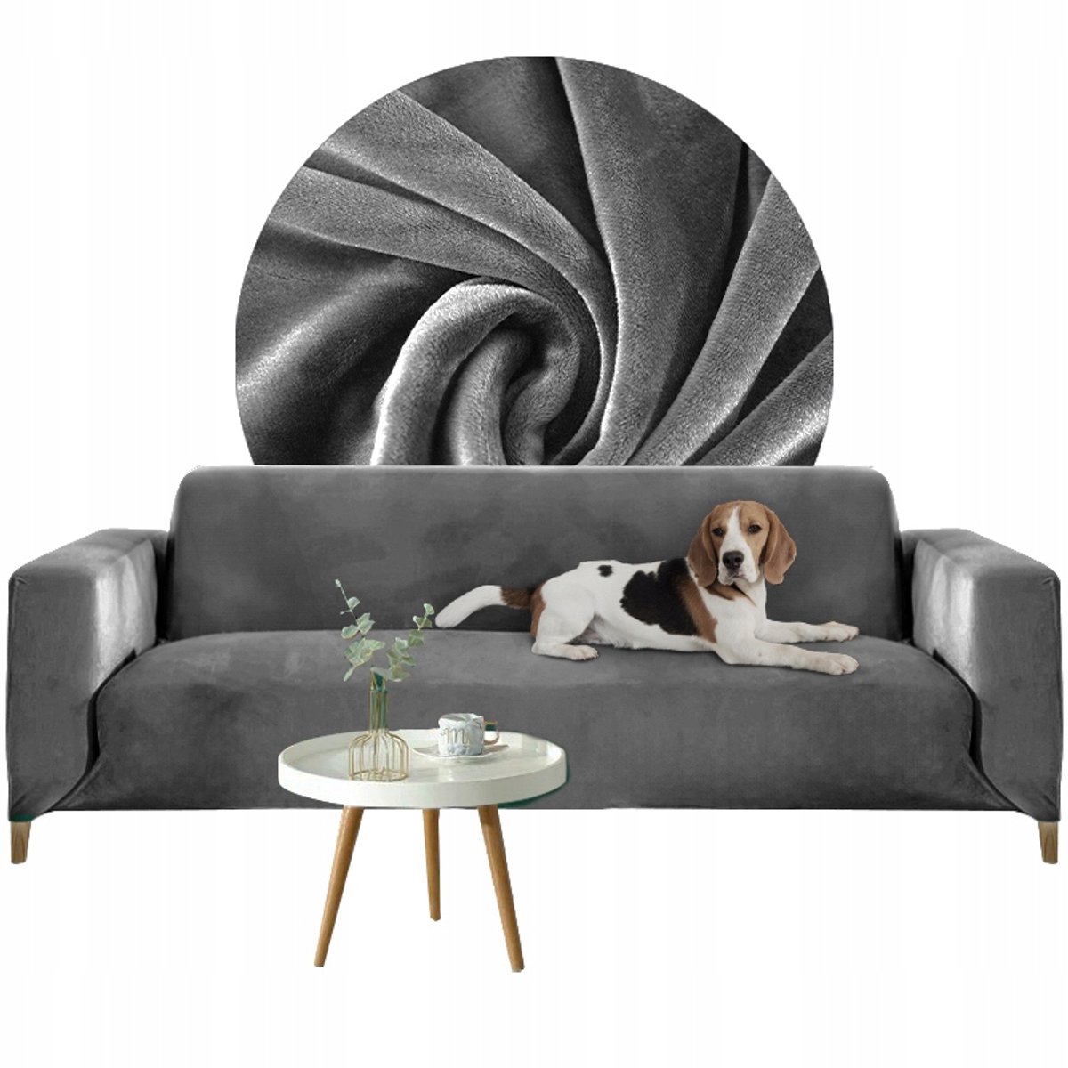Velours Sofahoes 2-Persoons 145-185cm Donkergrijs - Bescherming & Stijl