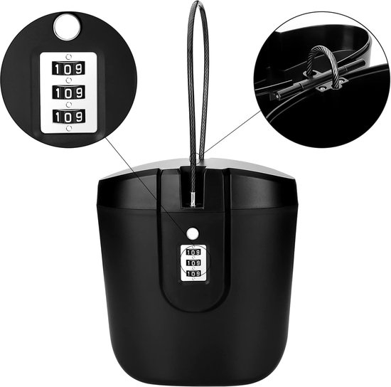 Coffre-fort antivol portable, sac de sécurité portable, coffre-fort de voyage mobile et coffre-fort de plage avec serrure à combinaison pour la plage, le camping, les voyages, le sport, le shopping (noir)