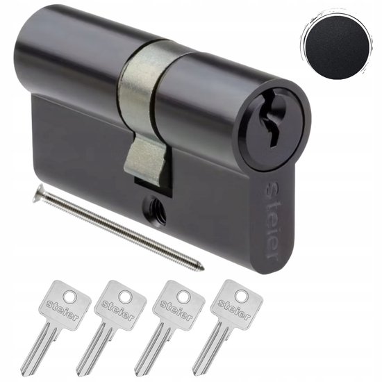 Steier Steier Cilinder 25x35mm Mat Zwart - 4 Sleutels | bol