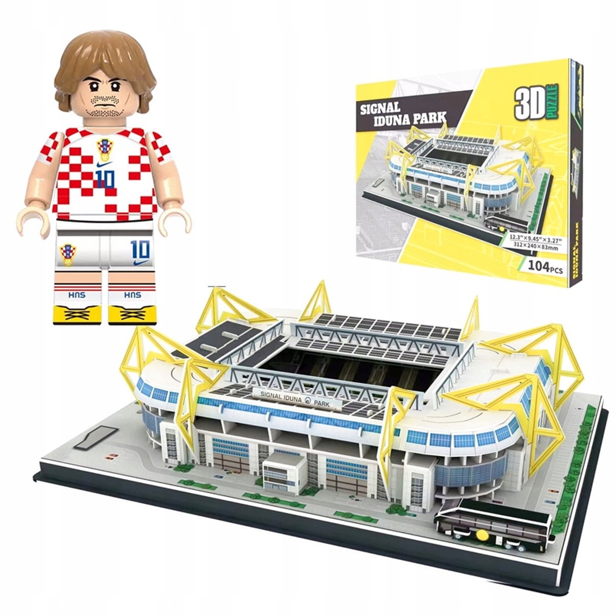 Signal Iduna Park 3D-puzzel - Borussia Dortmund stadion met voetballerfiguur