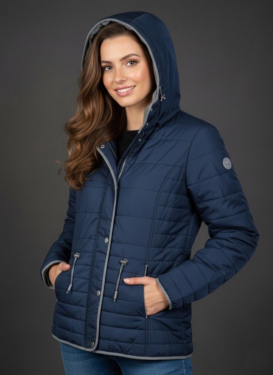 Merk d' Plein air Valino pour femme - Bleu marine - Taille 40 - Imperméable - Respirante - Coupe-vent - Rembourrée - À capuche