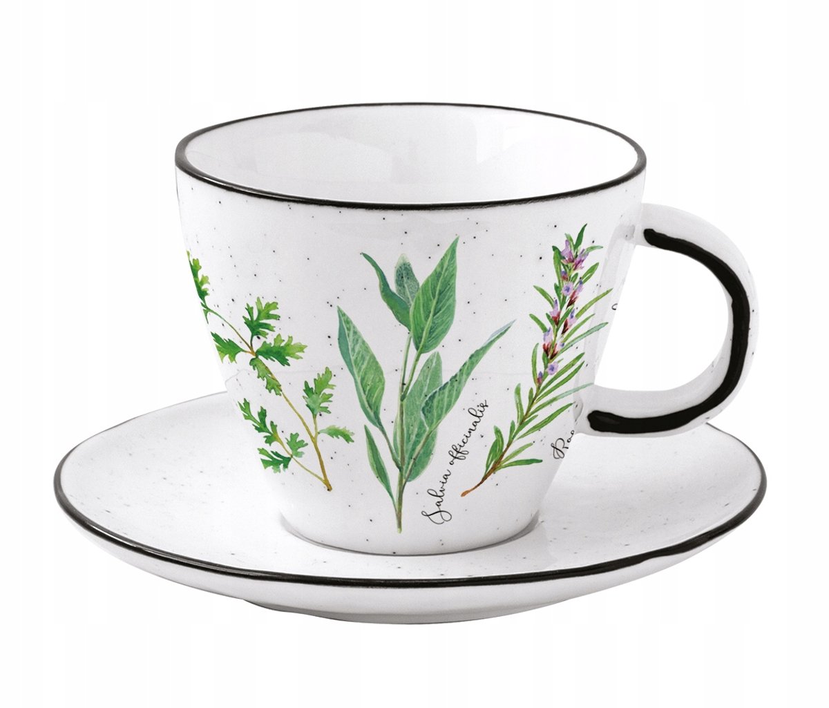 Elegante Mok 250ml met Schotel - Boho Retro Kruiden Design