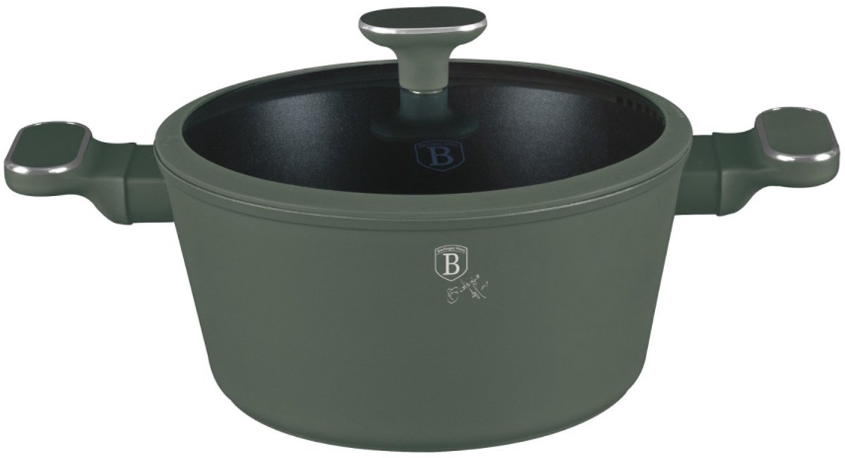 Matgroene pan met deksel 24 cm - Aluminium, antiaanbaklaag