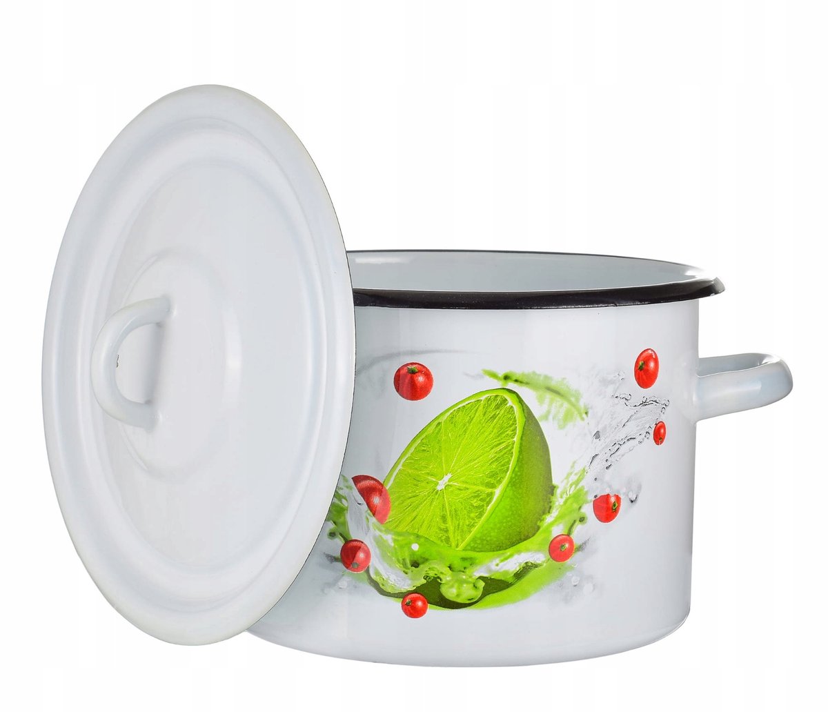Degelijke Emaille Pan met Deksel 2L Wit