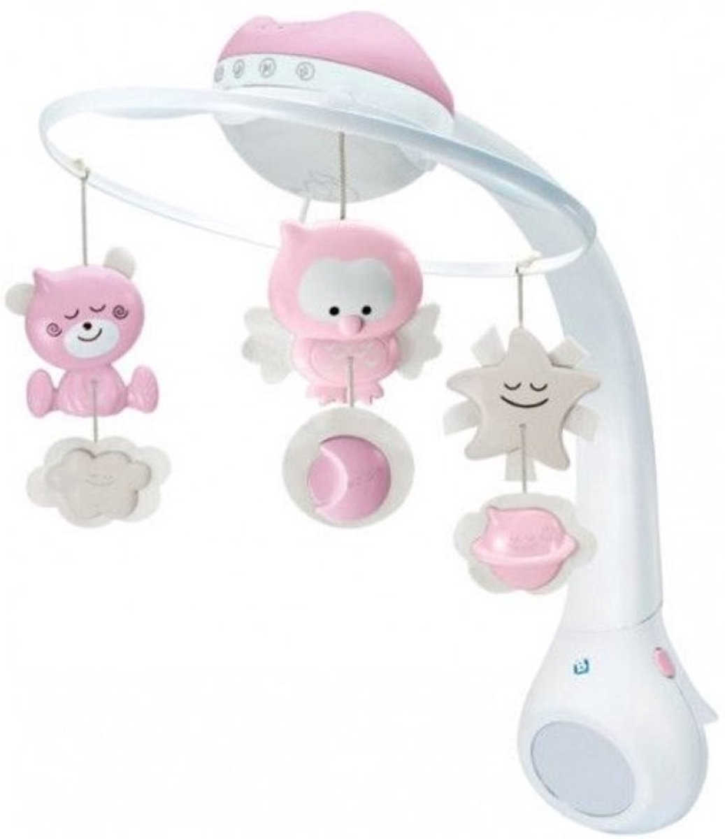 Infantino muziekmobiel projector babykamer 3-in-1 roze rustgevend.