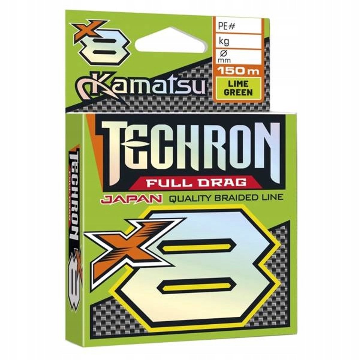 Kamatsu Techron Full Drag X8 0.20mm 150m Limonkgroene Vislijn