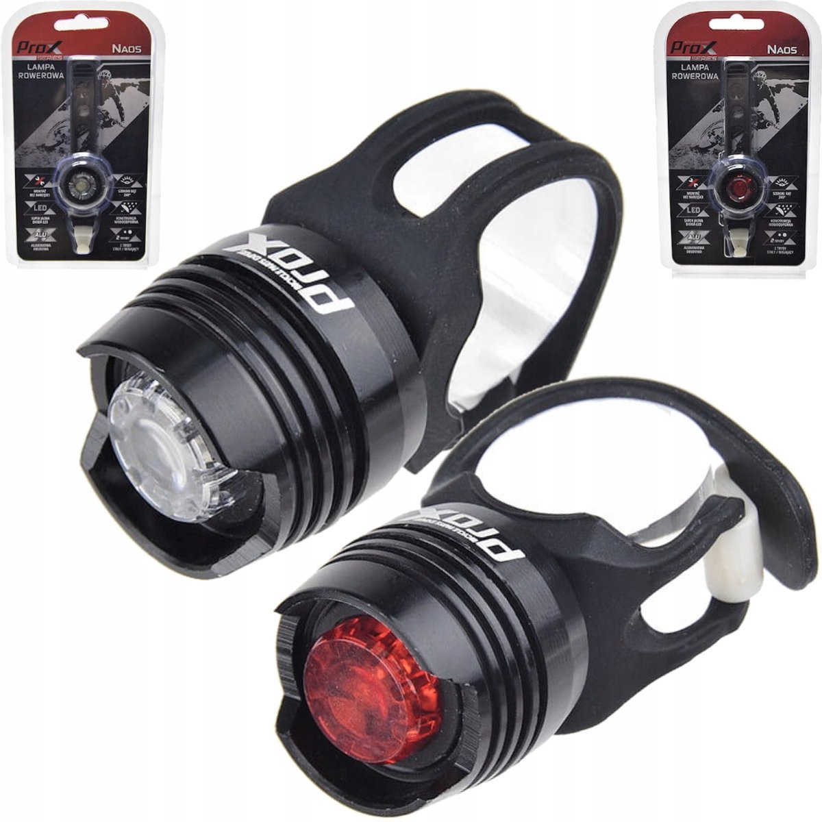 Prox NAOS Fietsverlichting Set Alu LED Voor & Achter