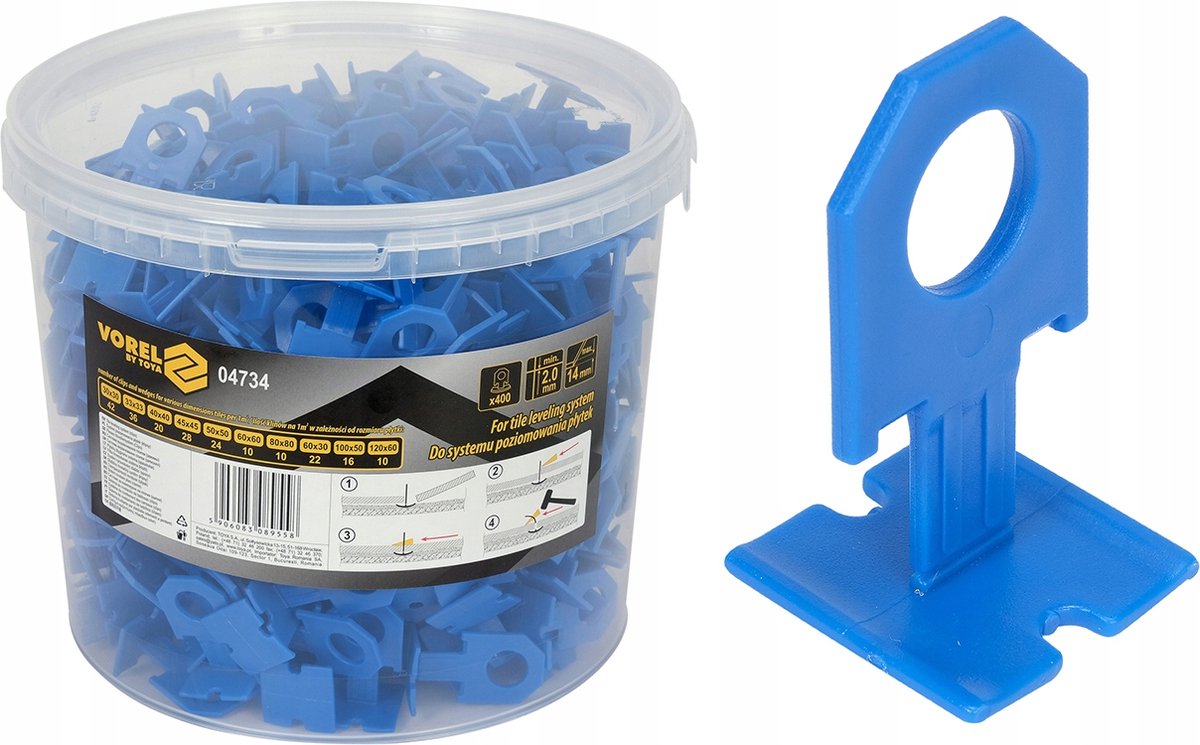 400x tegelnivelleringsclips - 2 mm voeg - forel
