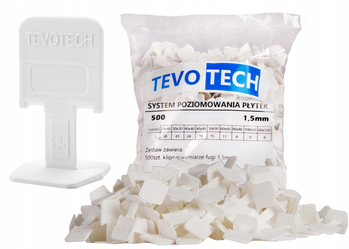 Tevotech Tegel Nivelleerclips 500 Stuks 1,5mm - Perfecte Tegelplaatsing