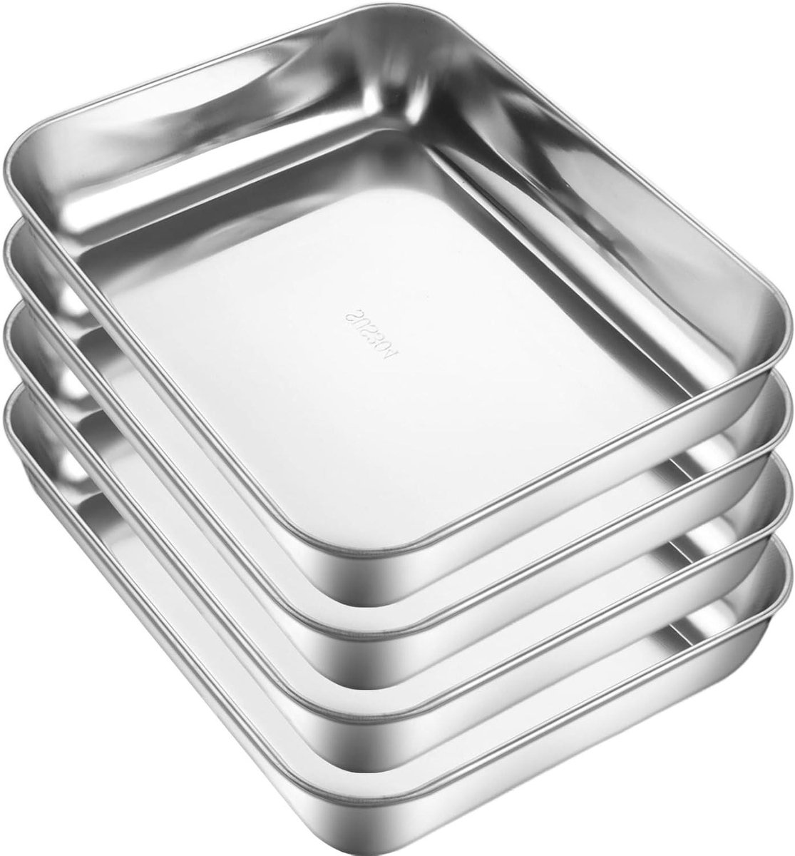 Set van 4 ovenplaten van roestvrij staal voor bakken en koken - 25 x 20 x 5 cm