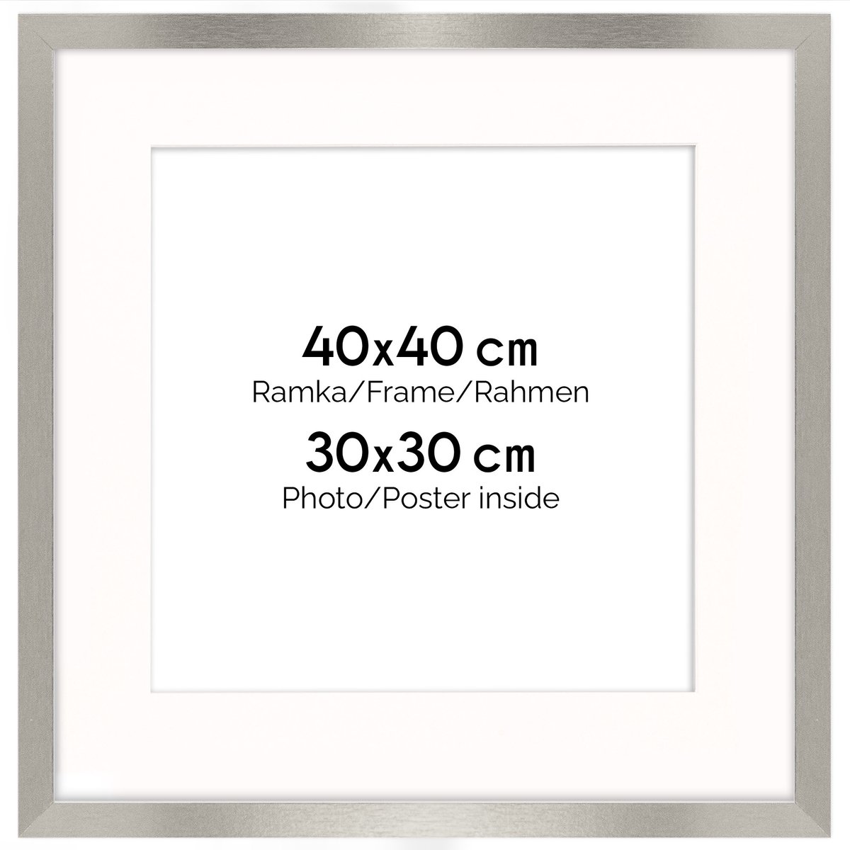 Zilveren fotolijst HEN PASS S 40x40 cm set passe-partout (30x30 cm)
