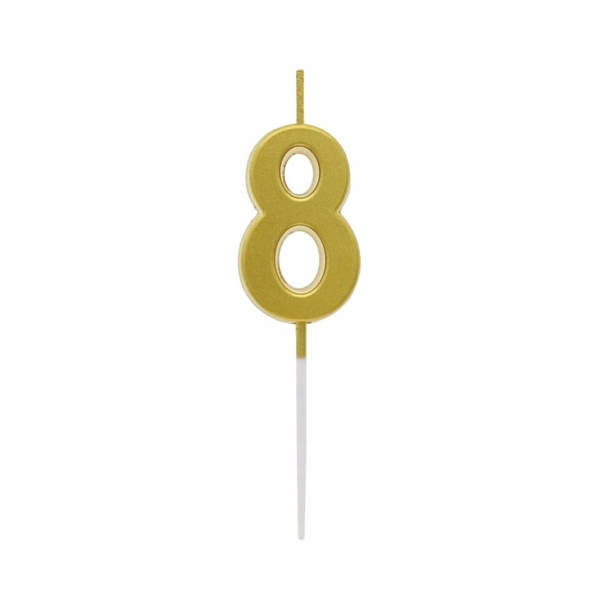 Metalen Gouden Kaars Cijfer 8 - 9.5x2.3cm