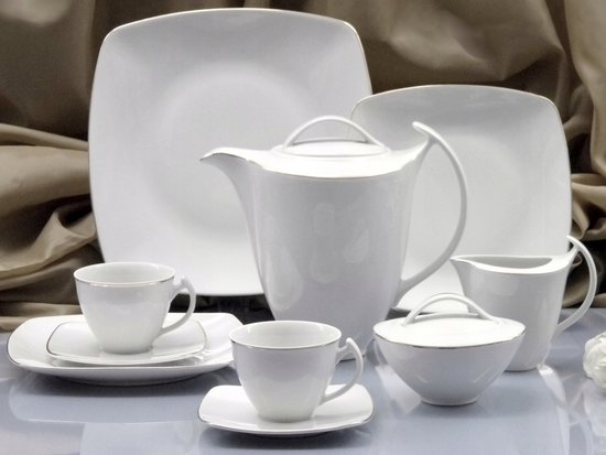 ALACASA Serie Elisa, 18 piezas, juego de platos de porcelana, juego de vajilla con platos de