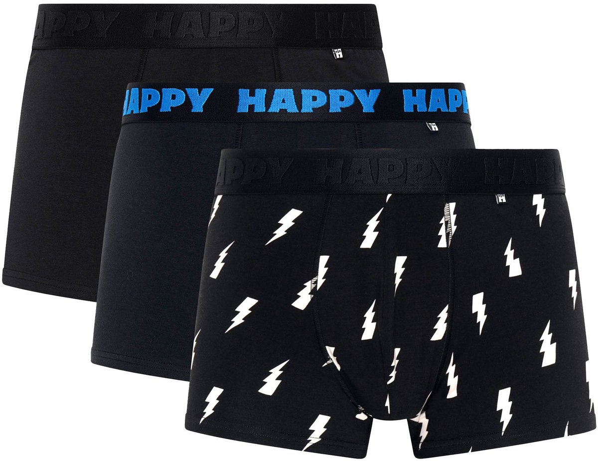 Happy Socks - 3-Pack Black and White Short Boxers - Heren - Ondergoed