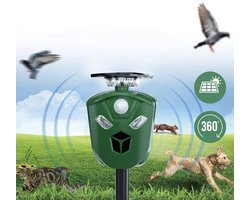 Gabrys® 360º Ultrasone Dierenverjager – Solar Kattenverjager, Marterverjager, Muizenverjager & Tuin Afweermiddel – zonne-energie – Weerbestendig - Outdoor - LED Flitslicht – Ongediertebestrijding voor Auto - Tuin & Oprit - 1 stuk