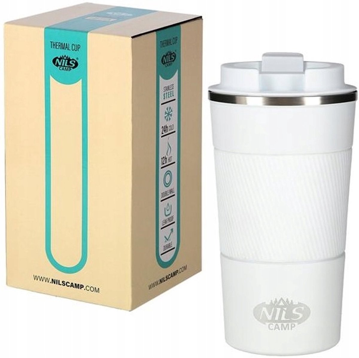 Nils Camp Witte Thermobeker 450ml - Ideaal voor onderweg