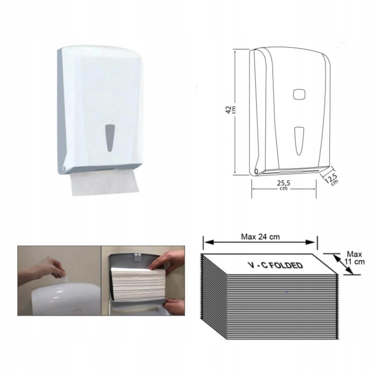 ZZ POP HLT42 Handdoekdispenser voor 600 vel - Wit