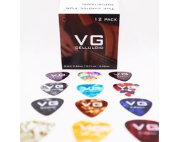 VG plectrum set 12 Celluloid plectrums - diktes thin 0.46 medium 0.71 en thick 0.96 mm