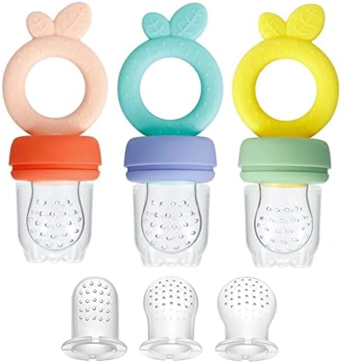 Image of 3-delige siliconen fruitspeen set - voor baby's - BPA-vrij met beschermkap - Fopspeen