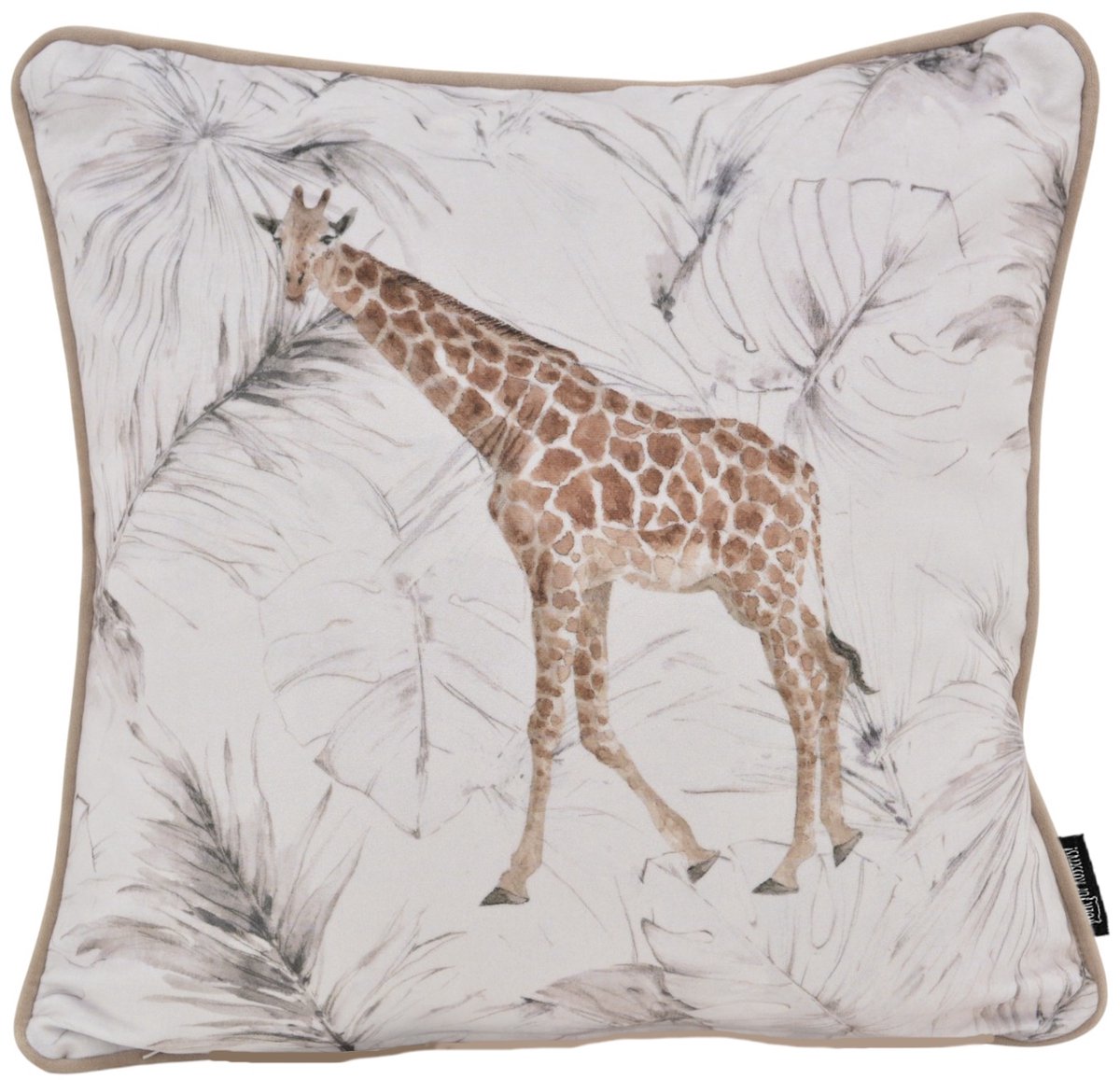 Gek op Kussens! Velvet Giraffe Kussenhoes | Velours / Fluweel - Polyester | 45 x 45 cm Wit - Bruin - Beige