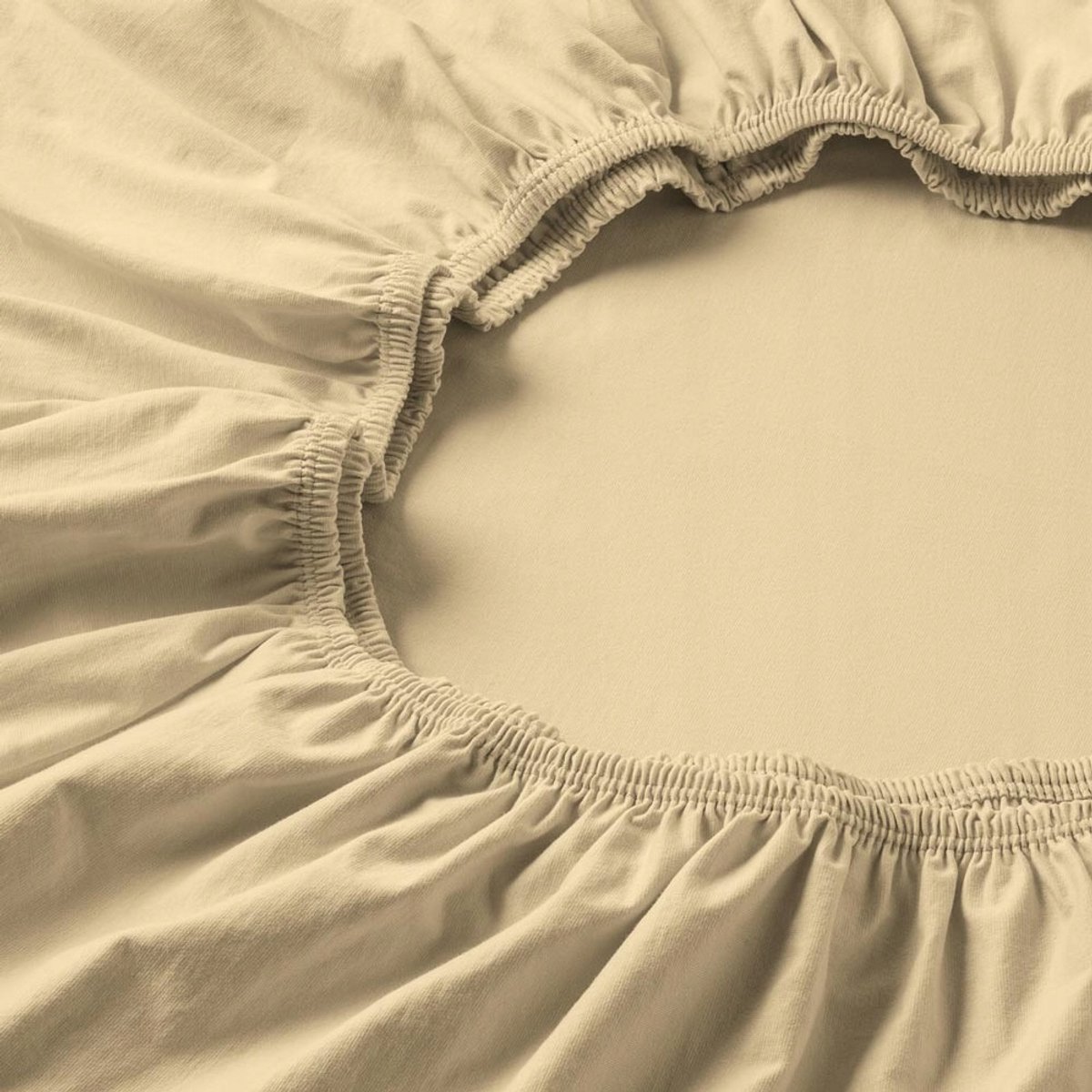 Estella Jersey Stretch Hoeslaken 150x200 cm met Elastiek - Beige